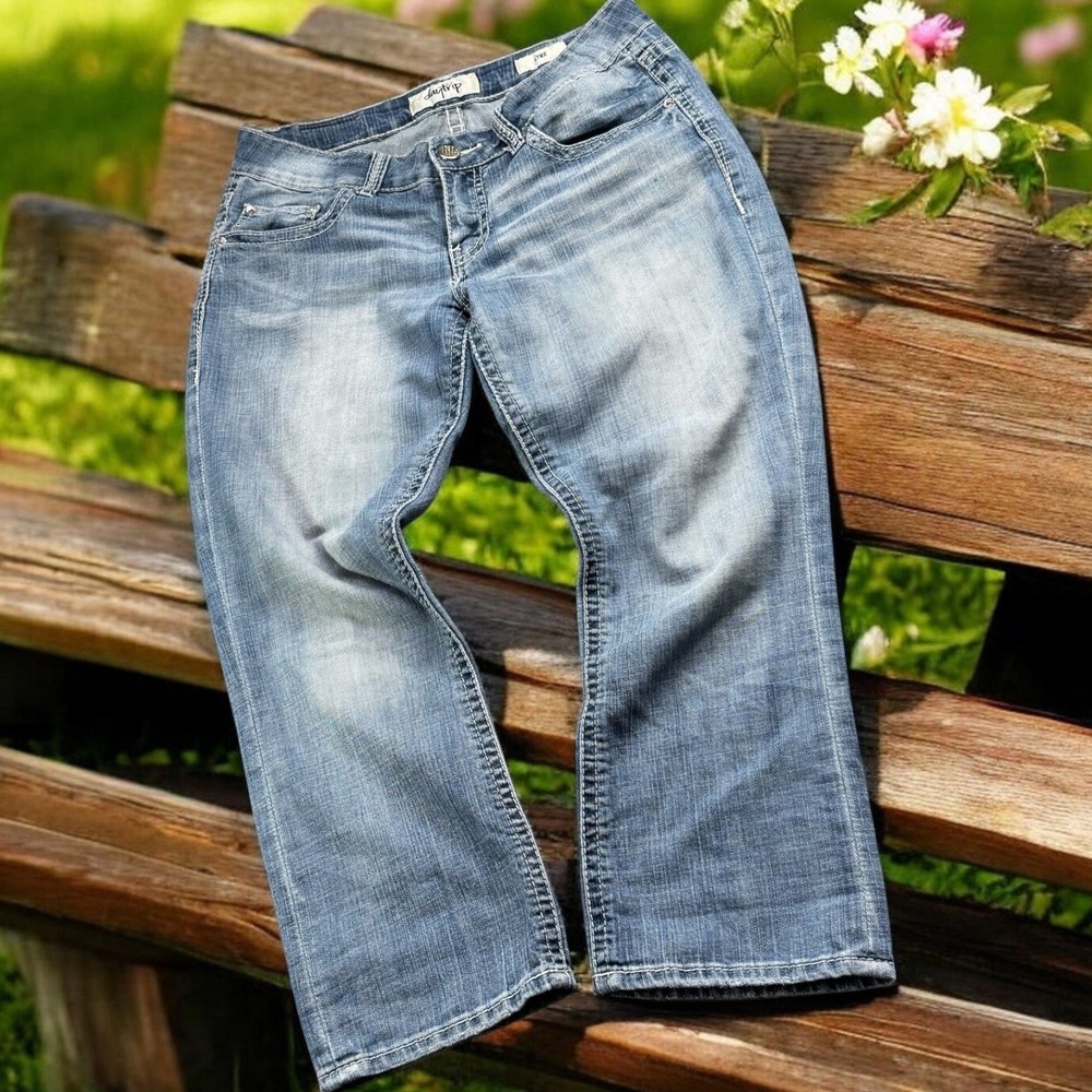 Daytrip Lynx Jeans Womens 27 Blue Distressed Denim Low Rise Bootcut Y2K